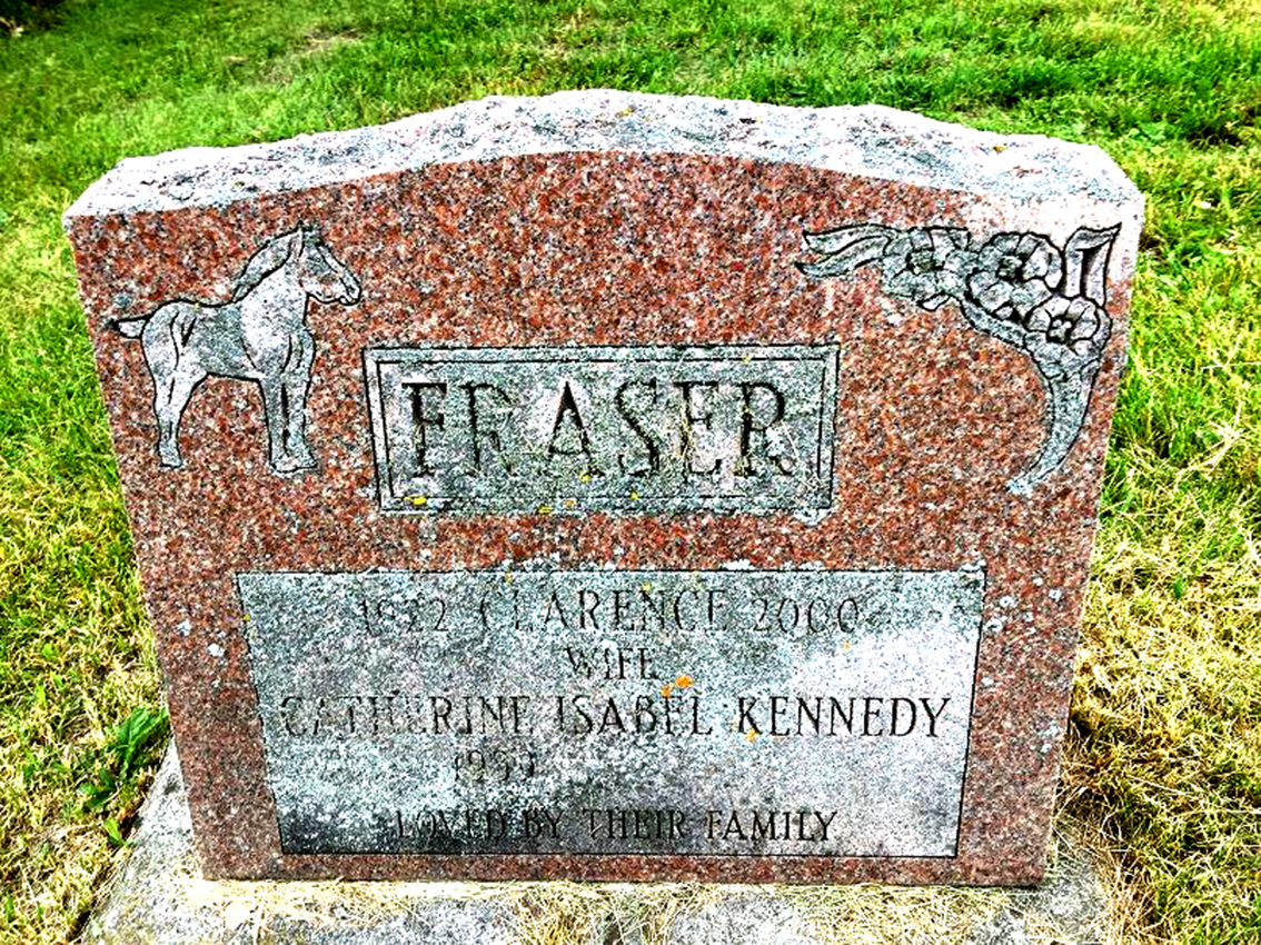 Photo of headstones/Clarence Fraser 1922-2000 hdstn Kirkhill St Columba cem ON